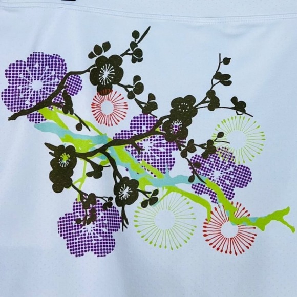 Athleta Womens Chase Athletic Skort size L White Floral Zip Pocket Stretchy - Picture 3 of 7